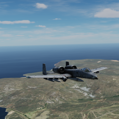 v303 FS A-10C's crossing the coast of the Falklands